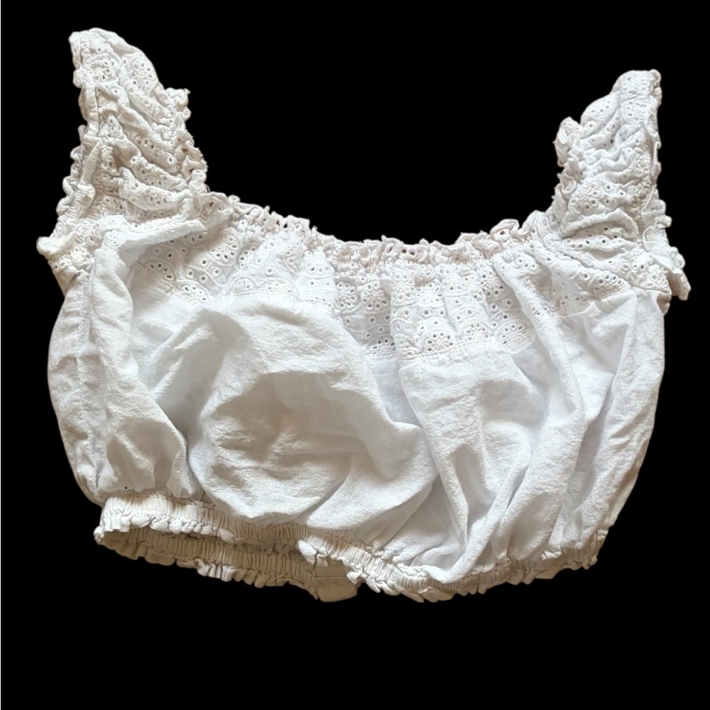 White Lil Cotton Crop Top - Picture 2 of 7